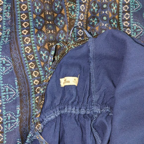 HOLLISTER Women's Halter Slip Skirt Maxi Dress XS Blue Print - Picture 4 of 5
